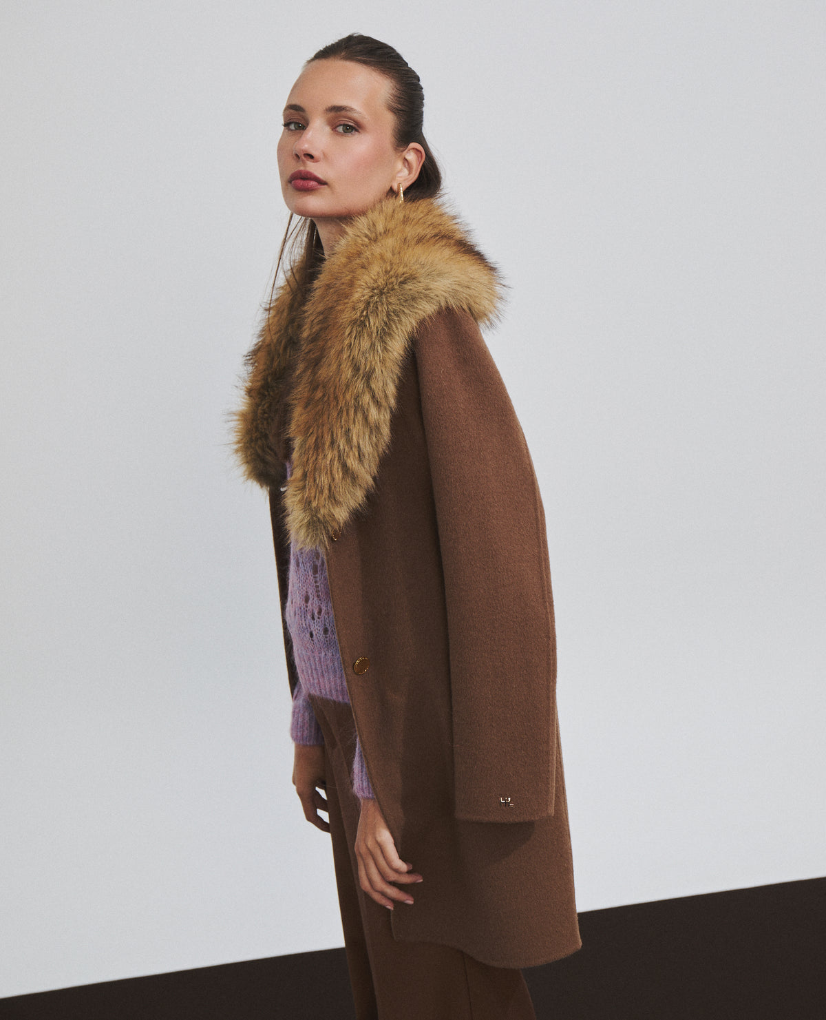 Abrigo midi de mujer 100% lana