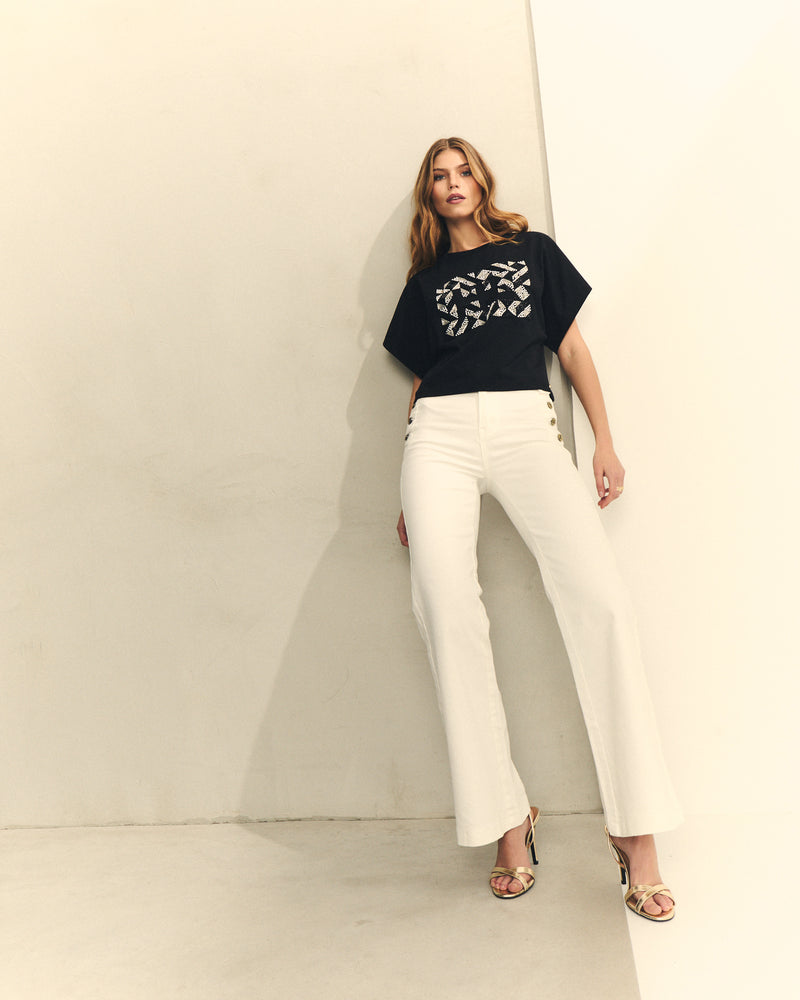 CAMISETA LOGO PIEDRAS Y LENTEJUELAS