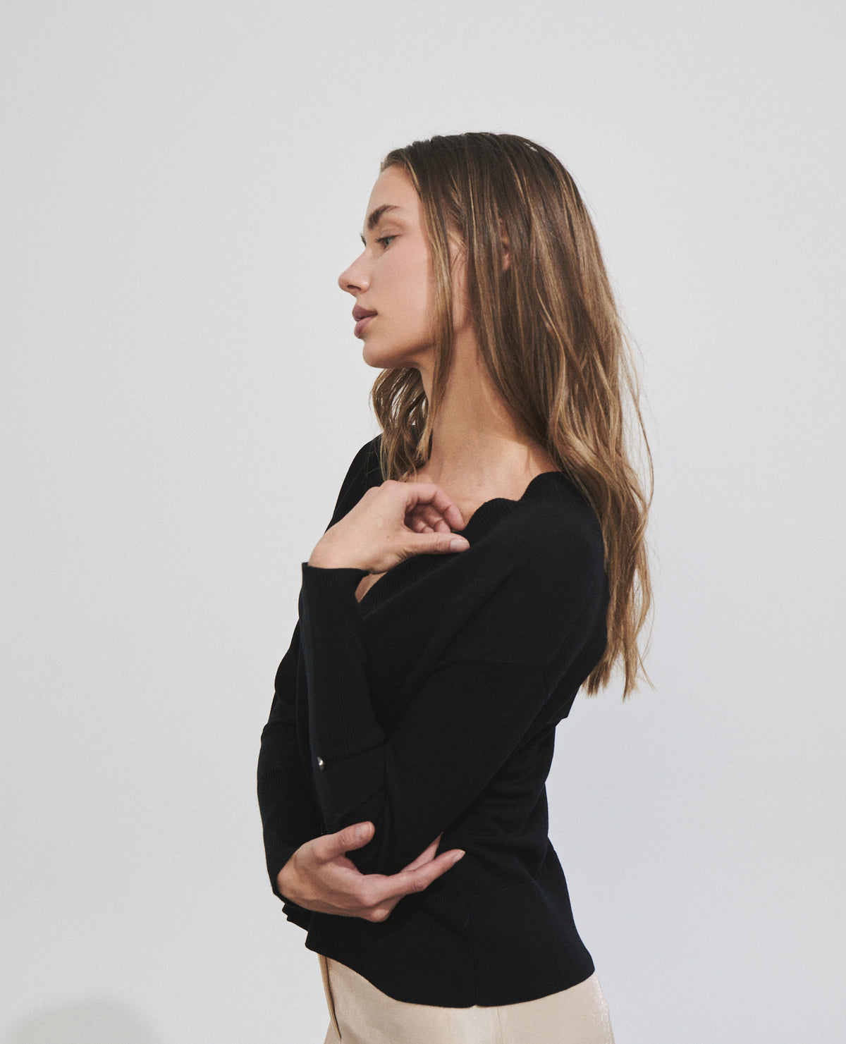 Chaqueta de punto de mujer con escote de pico