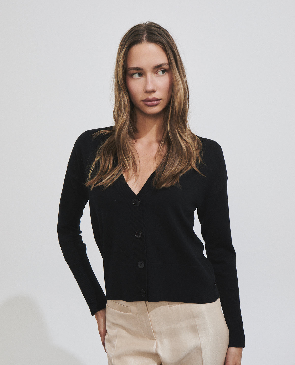 Chaqueta de punto de mujer con escote de pico