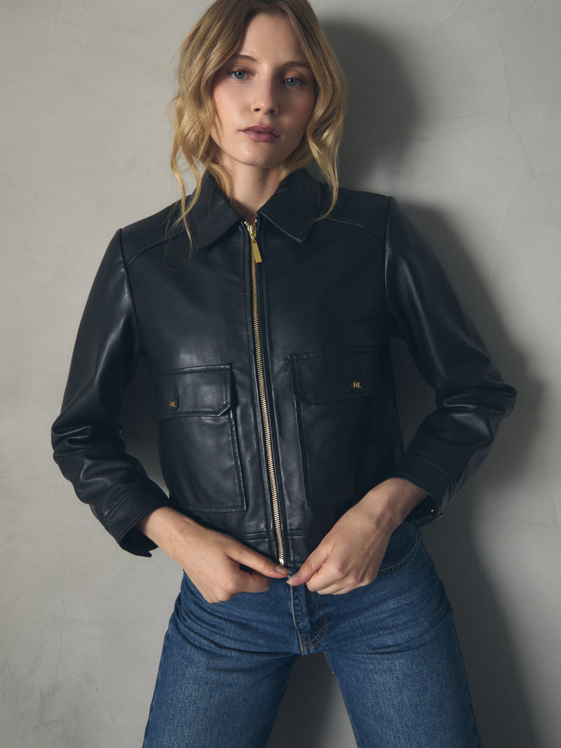 CAZADORA CUERO CON BOLSILLOS GRANDES