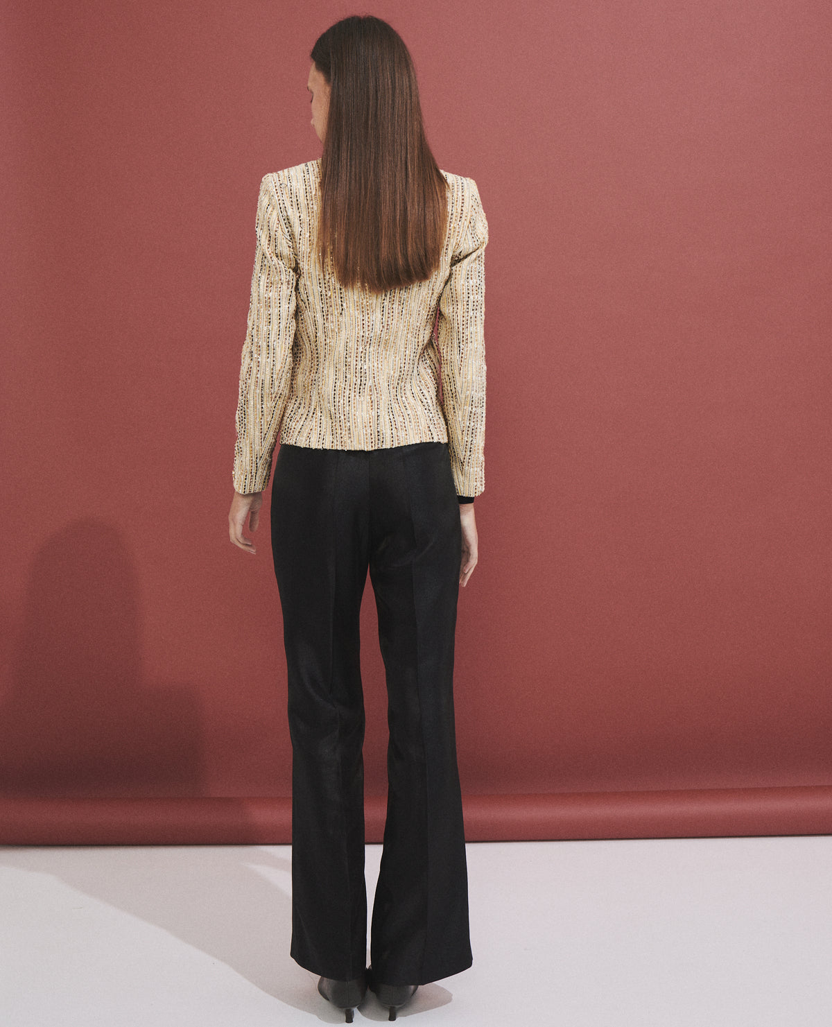 Chaqueta de mujer con tejido tipo tweed