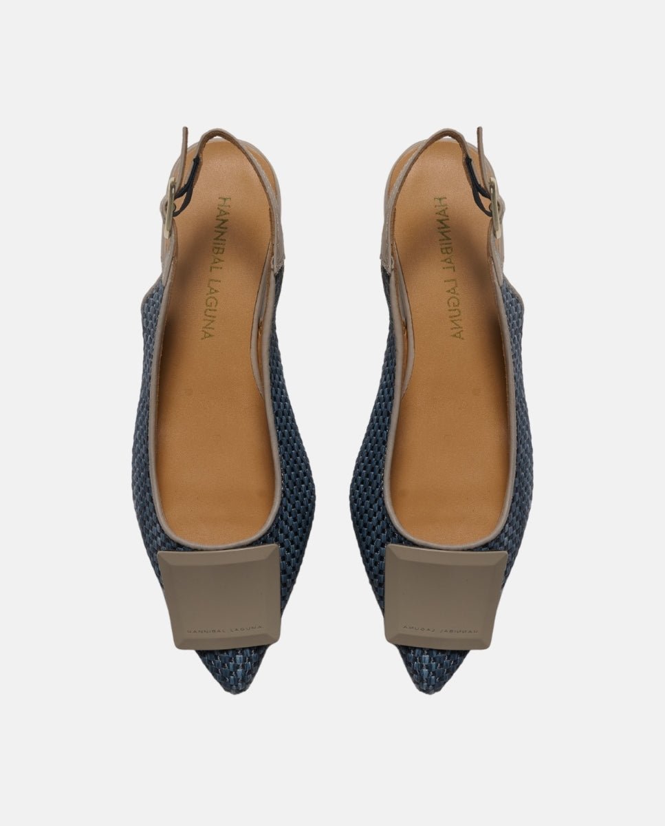 Calzado plano rafia marino invitada wedding season vacaciones premium — Hannibal Laguna SS26