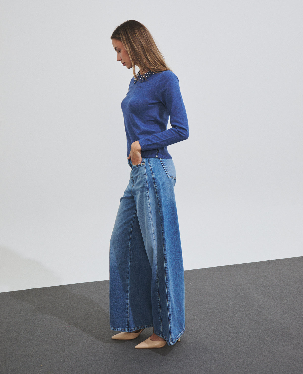 Pantalón vaquero de mujer de efecto desgastado