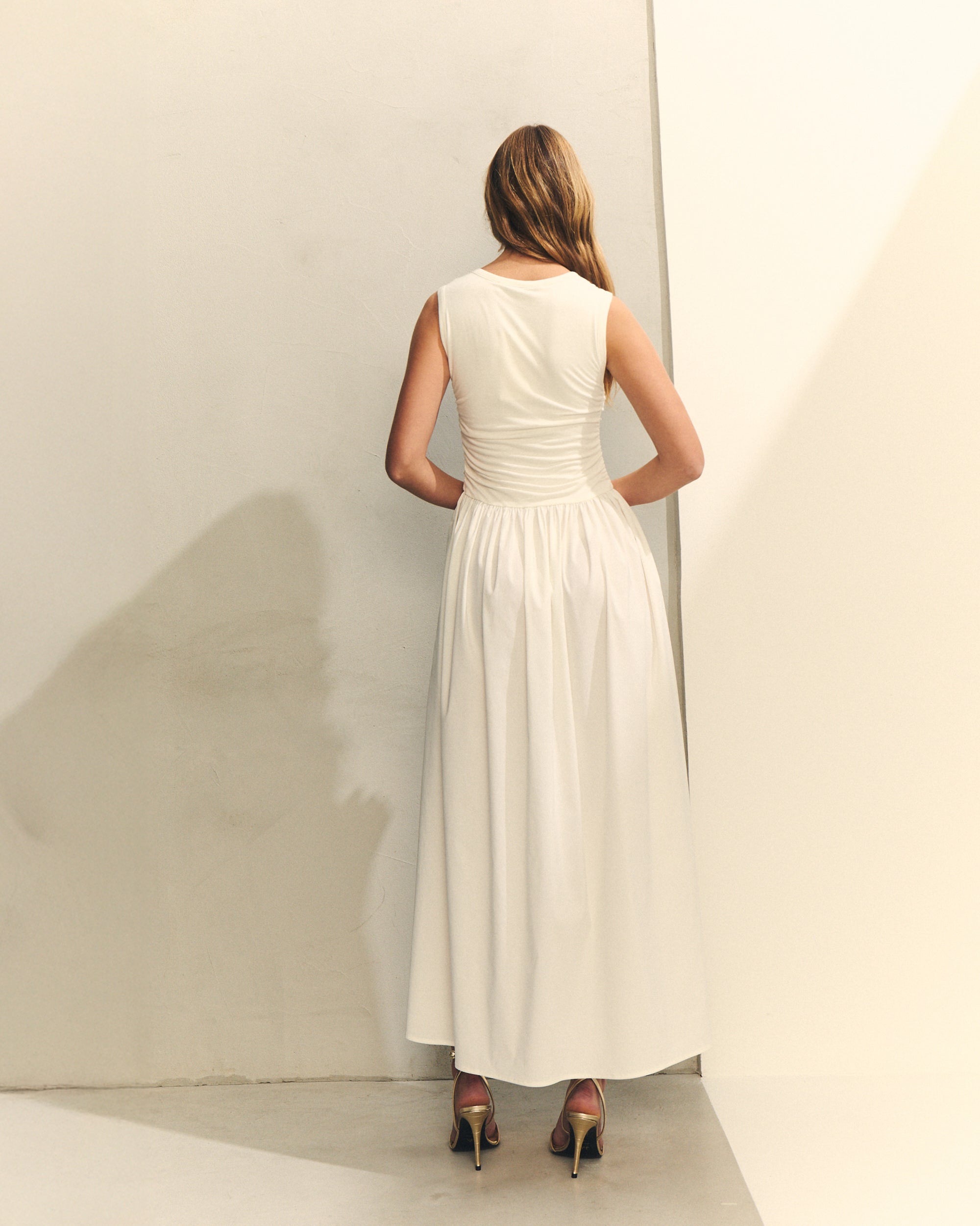 VESTIDO POPELIN COMBINADO CON PUNTO