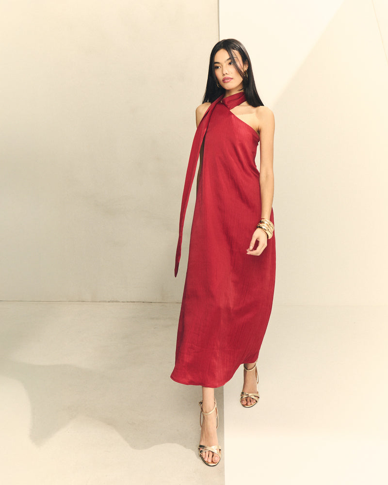 VESTIDO HOMBRO DESCUBIERTO ATADO CUELLO