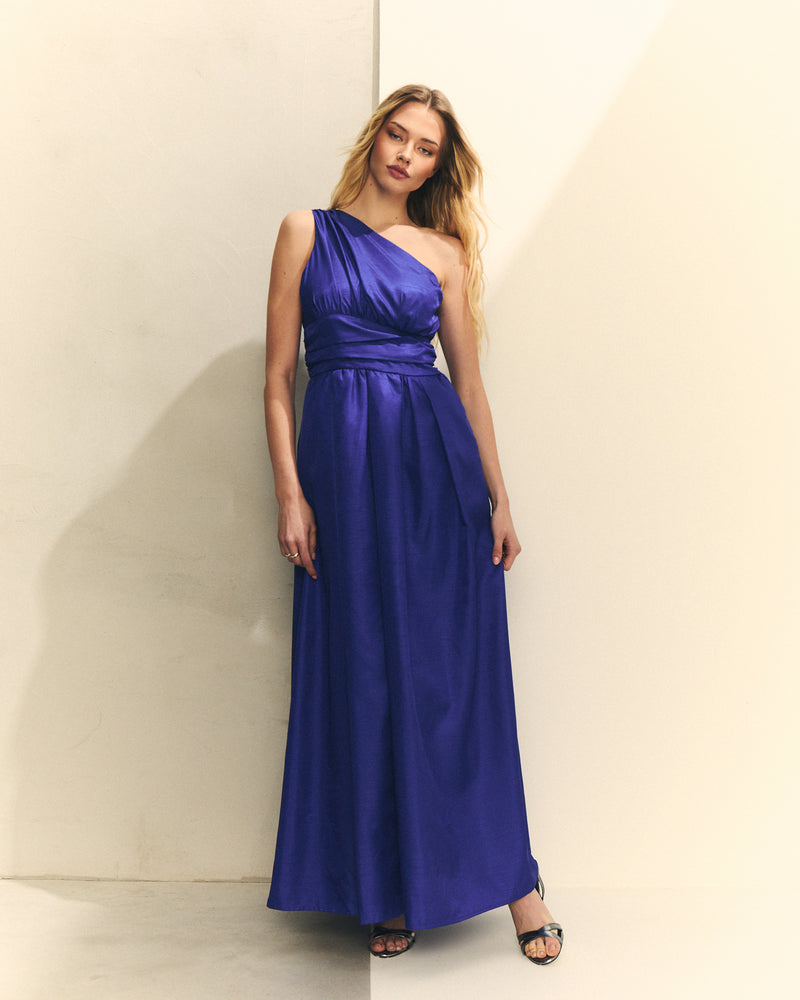 Vestido Largo con Brillo Hombro Descubierto
