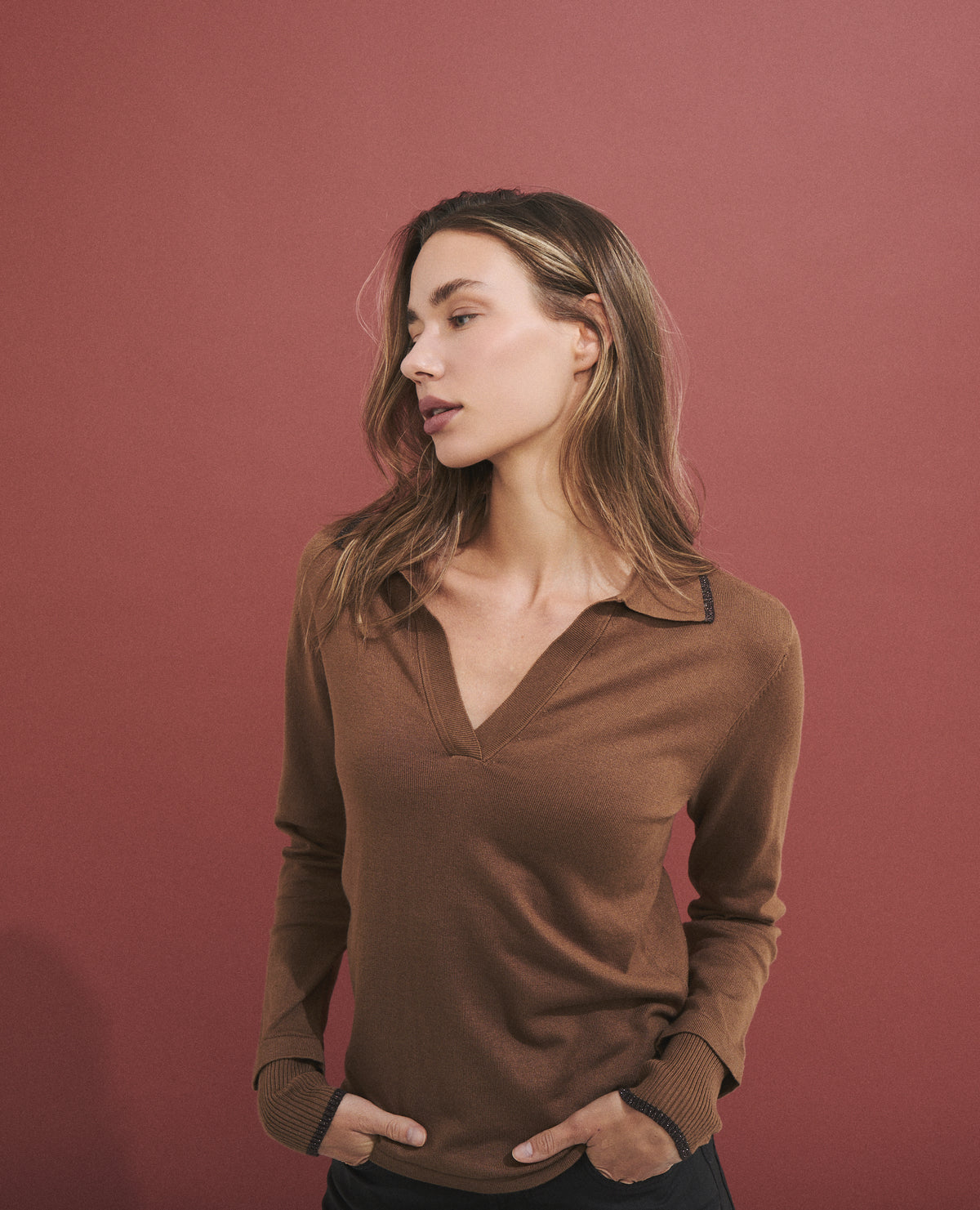 Jersey de mujer con cuello polo