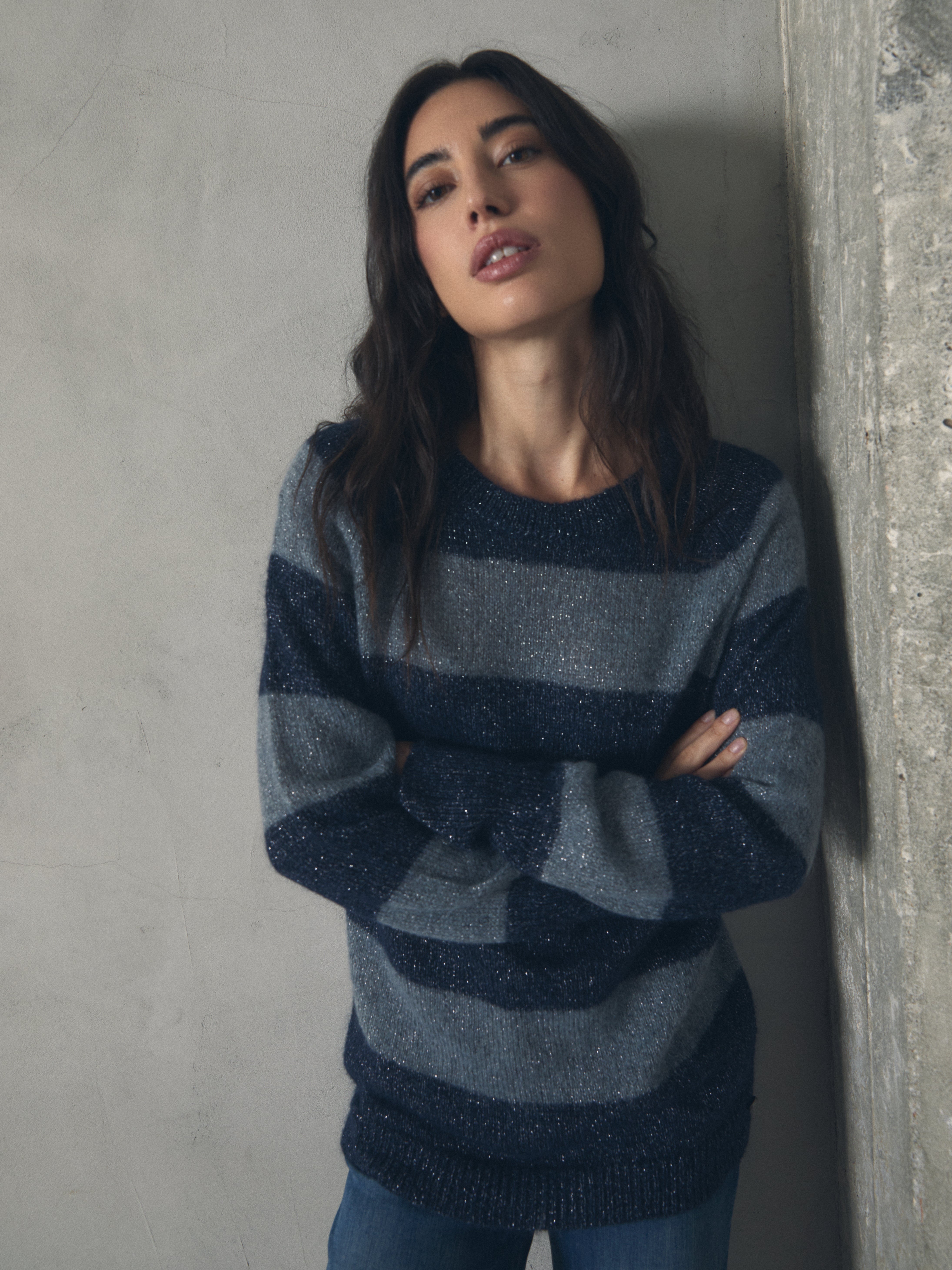 JERSEY MOHAIR DE RAYAS CON LUREX