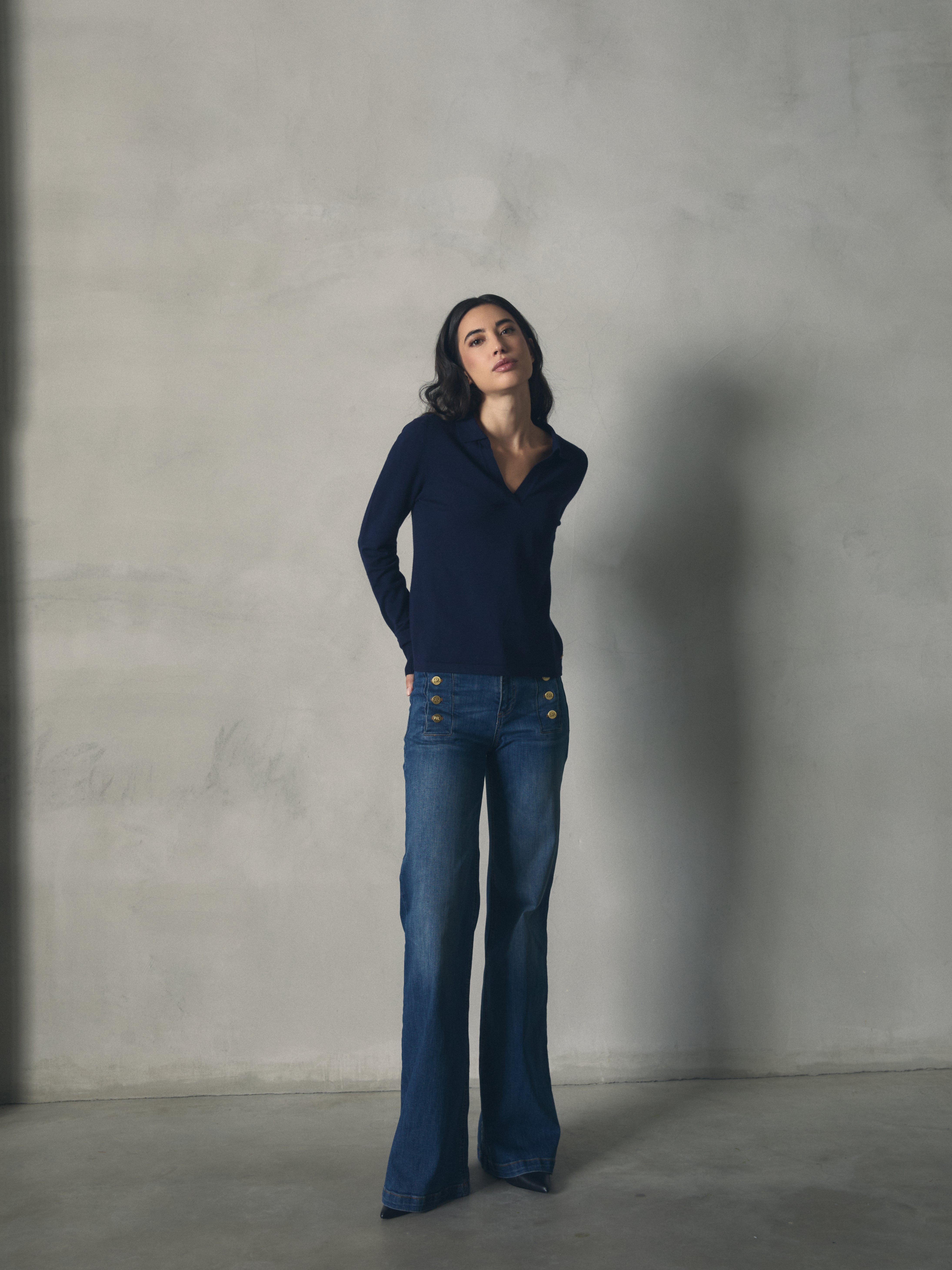 JERSEY PUNTO BASICO CON CUELLO TIPO POLO de mujer Hannibal Laguna Collection