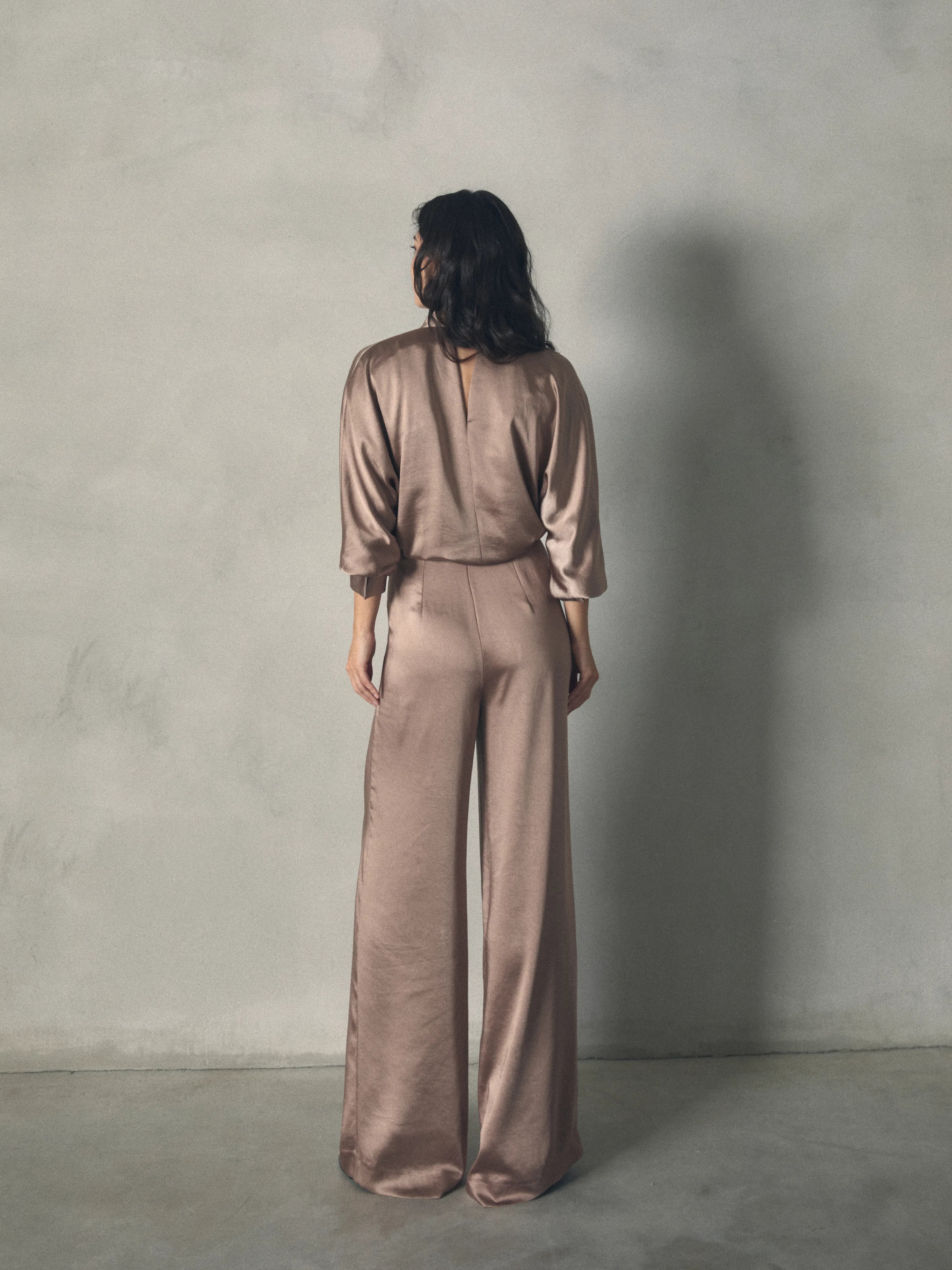 PANTALON ANCHO DE RASO de mujer Hannibal Laguna Collection