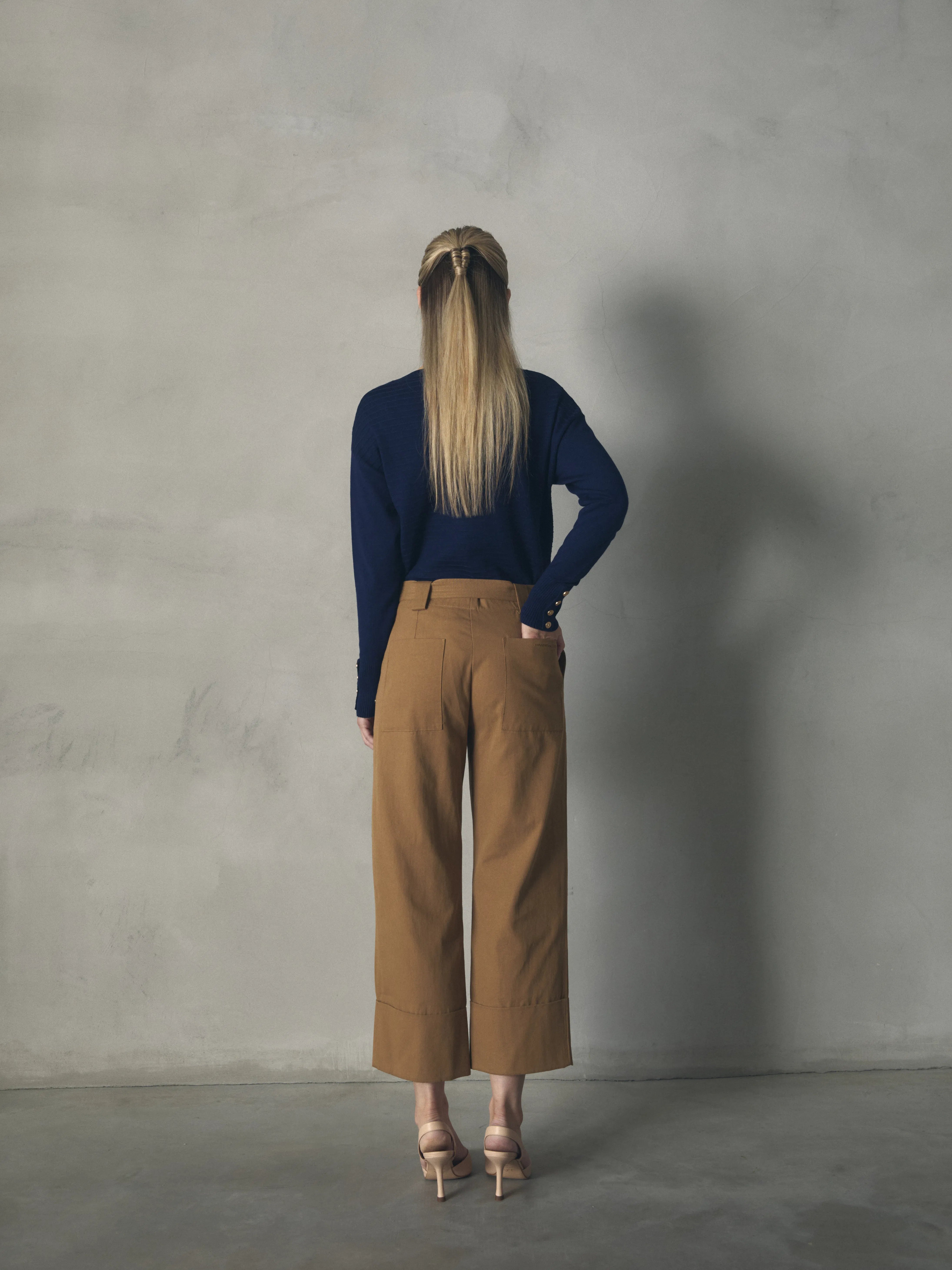 PANTALON ANCHO SATEN VUELTA EN BAJO de mujer Hannibal Laguna Collection