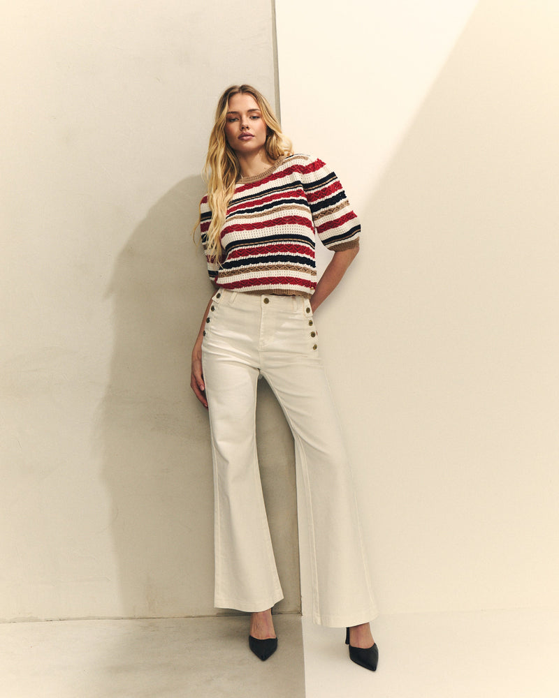 PANTALON DENIM BLANCO ANCHO CON BOTONES