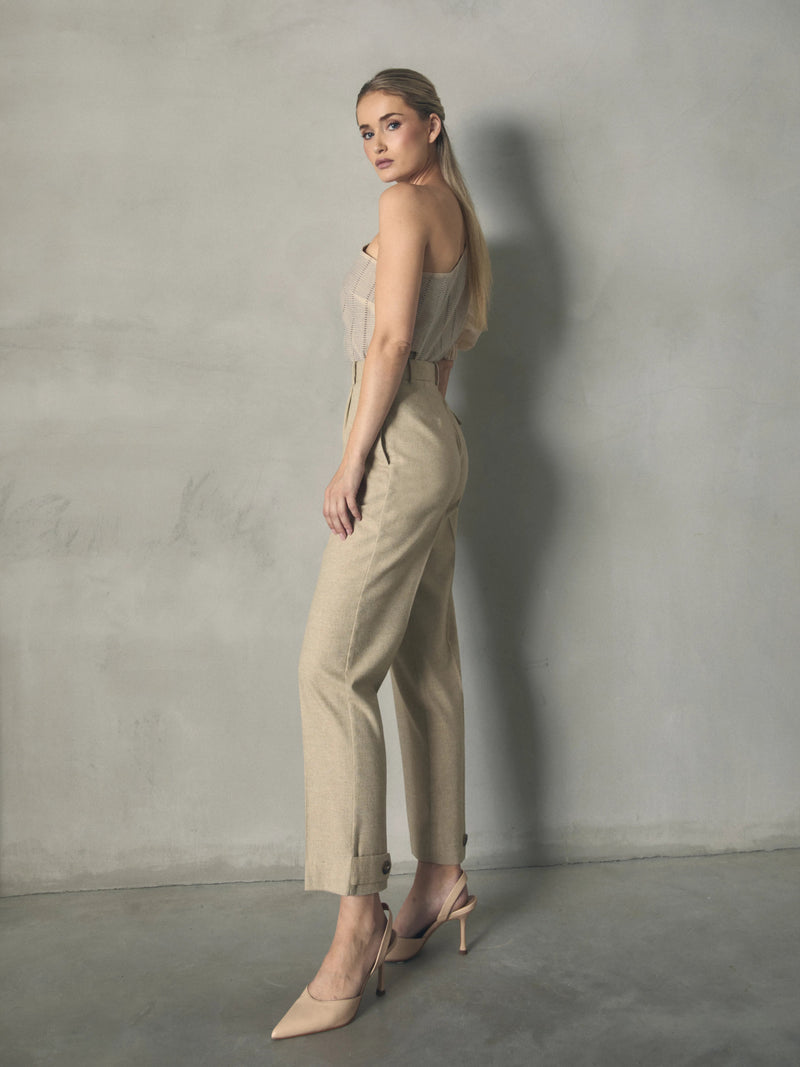 PANTALON RECTO CON BOTONES EN EL BAJO