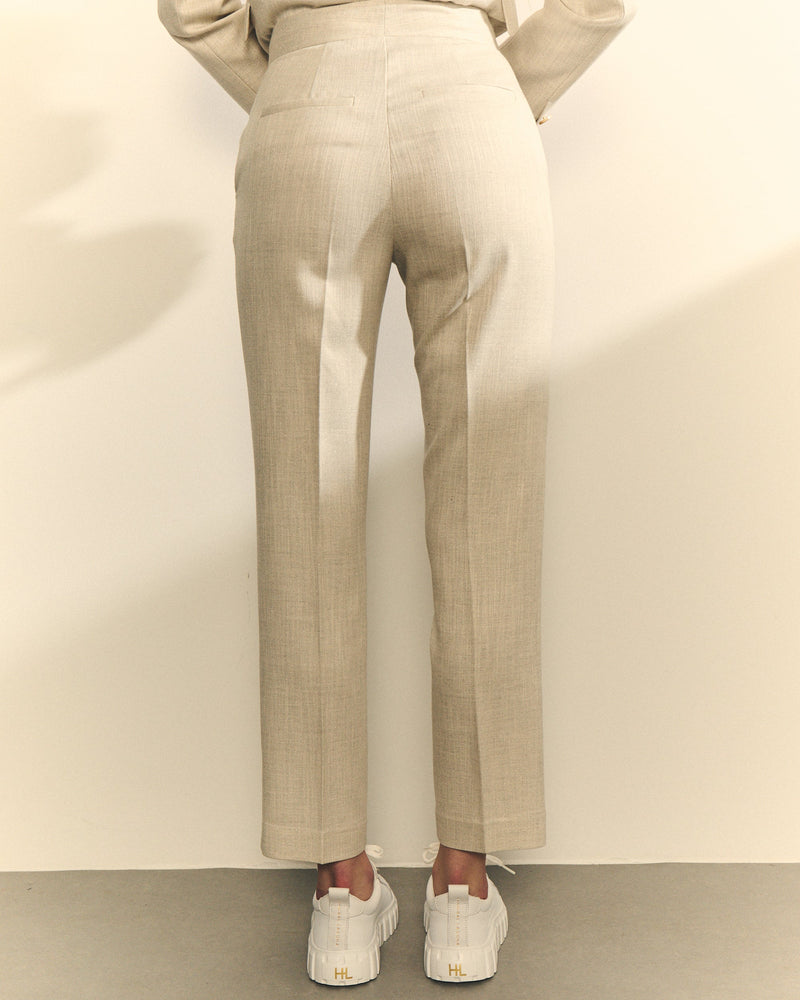 Pantalón Sastre Crudo con Brillo Dorado