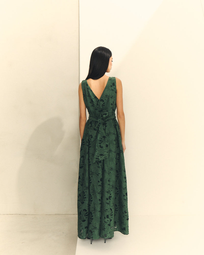 VESTIDO CRUZADO JACQUARD CON CINTURON