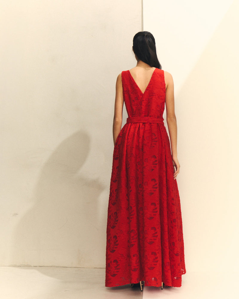 VESTIDO CRUZADO JACQUARD CON CINTURON