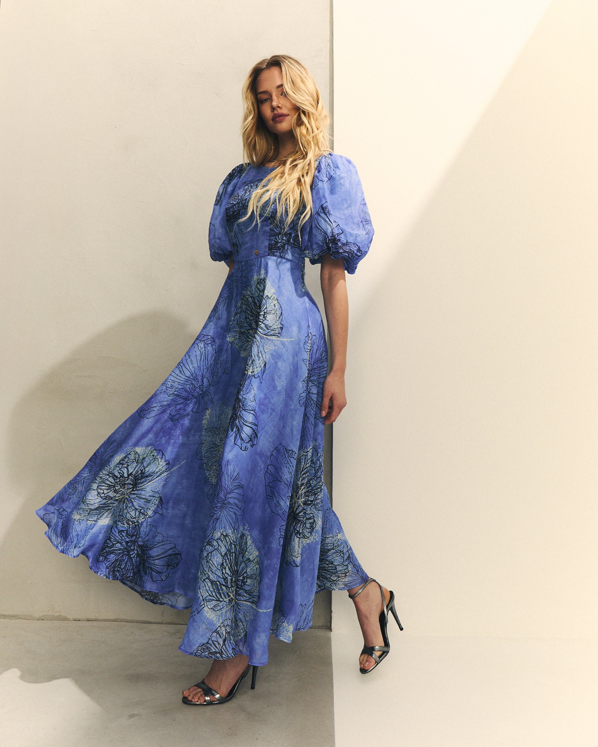 VESTIDO LARGO MANGA ABULLONADA de mujer Hannibal Laguna Collection