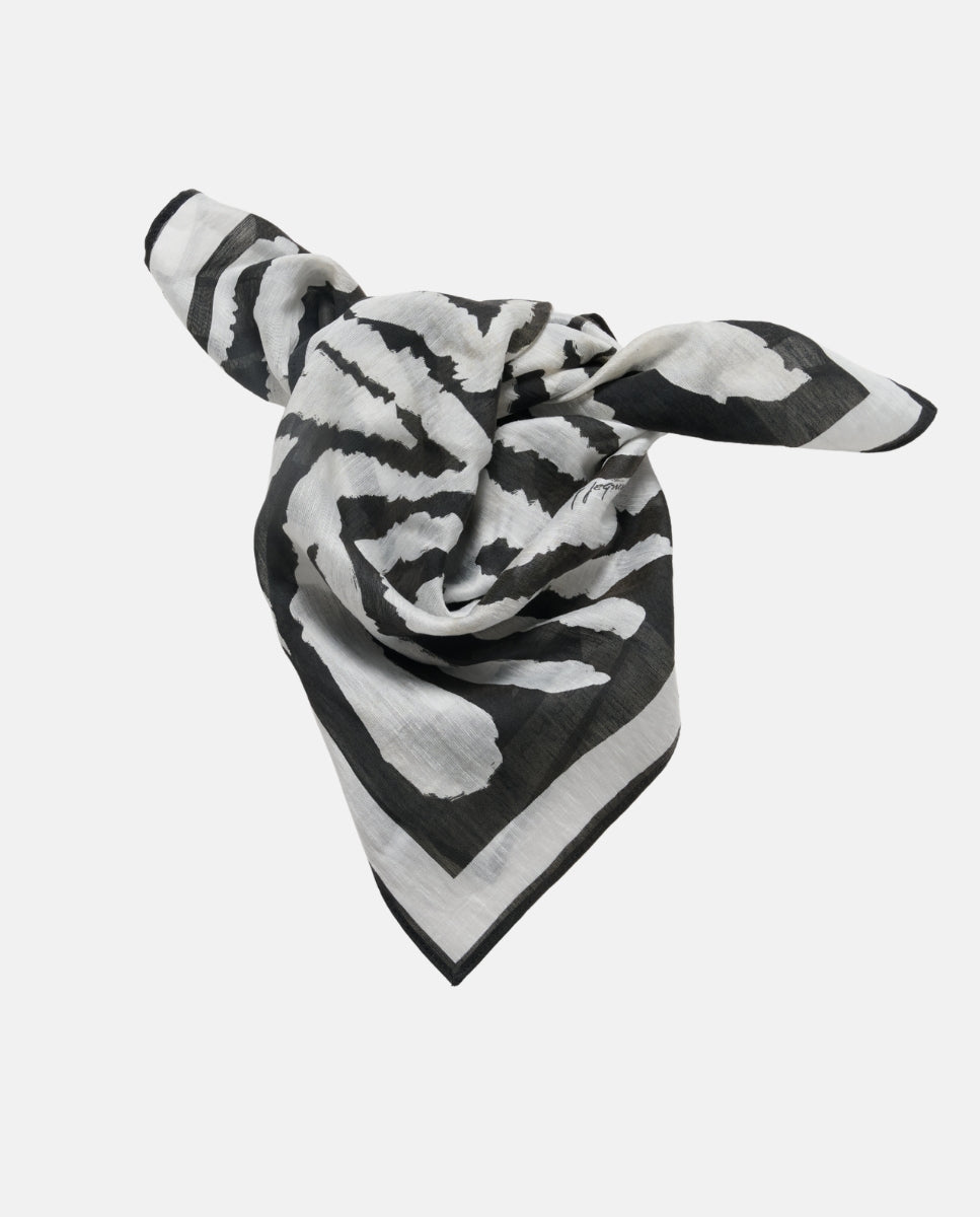 LENÇO ESTAMPADO ZEBRA BRANCO E PRETO