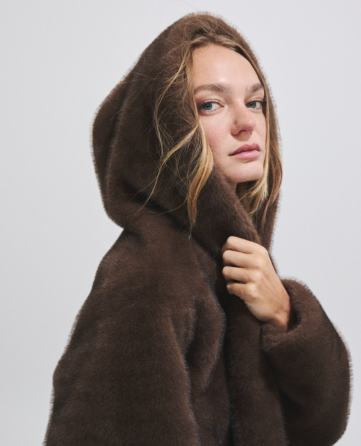 Manteau réversible midi à capuche