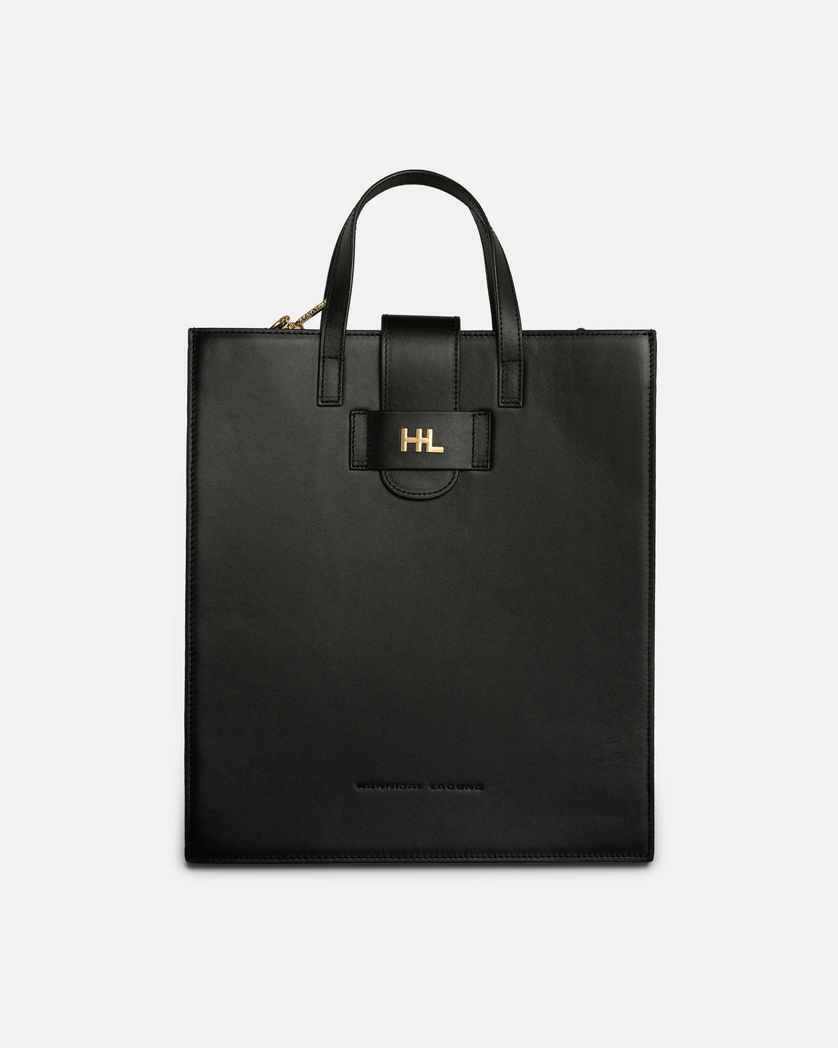 Bolso grande tipo shopper de piel con asa corta y larga negro - Hannibal Laguna