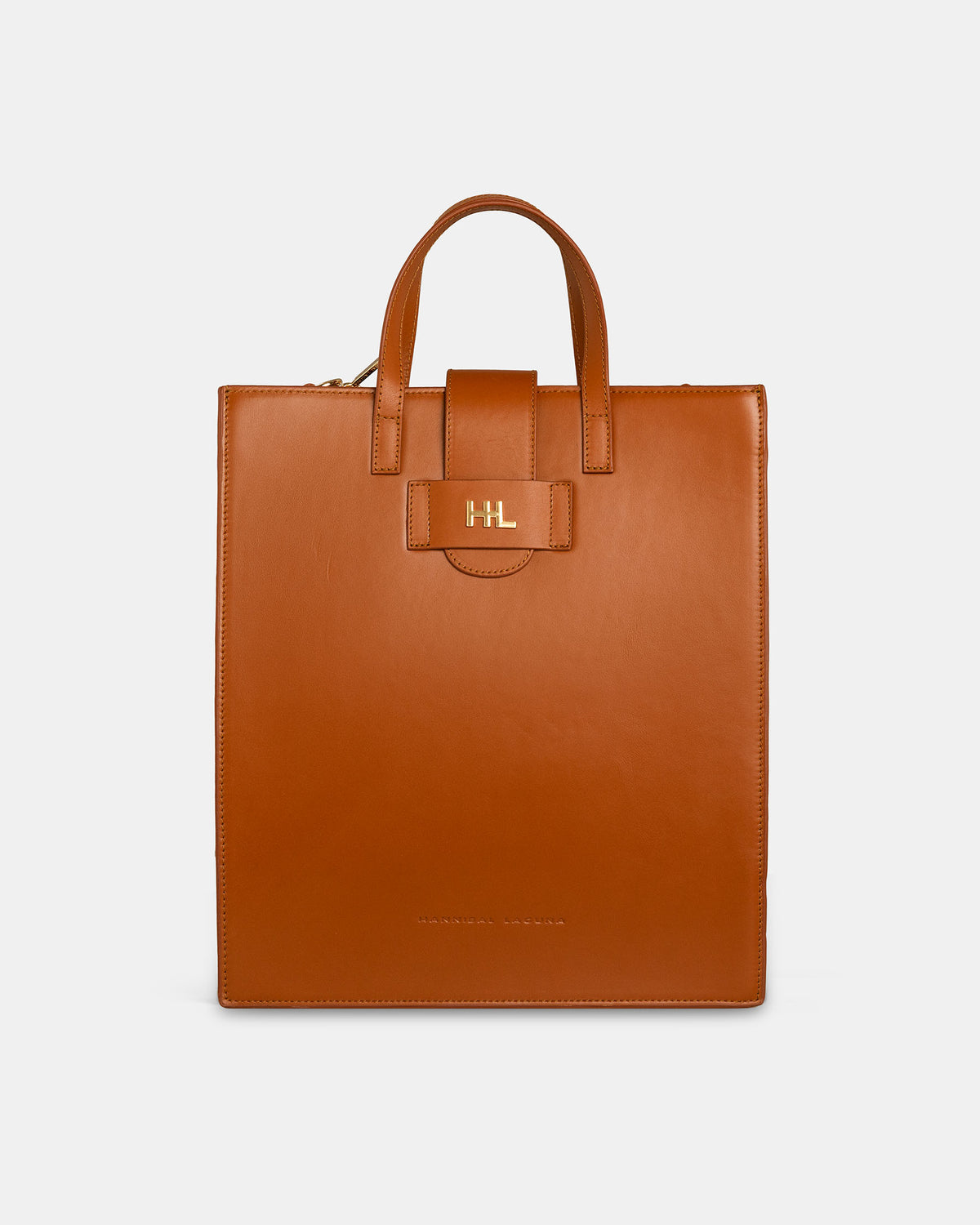 Bolso grande tipo shopper de piel con asa corta y larga marrón - Hannibal Laguna