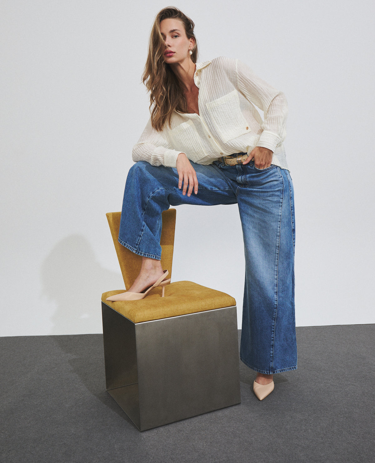 Camisa de mujer con tejido con textura