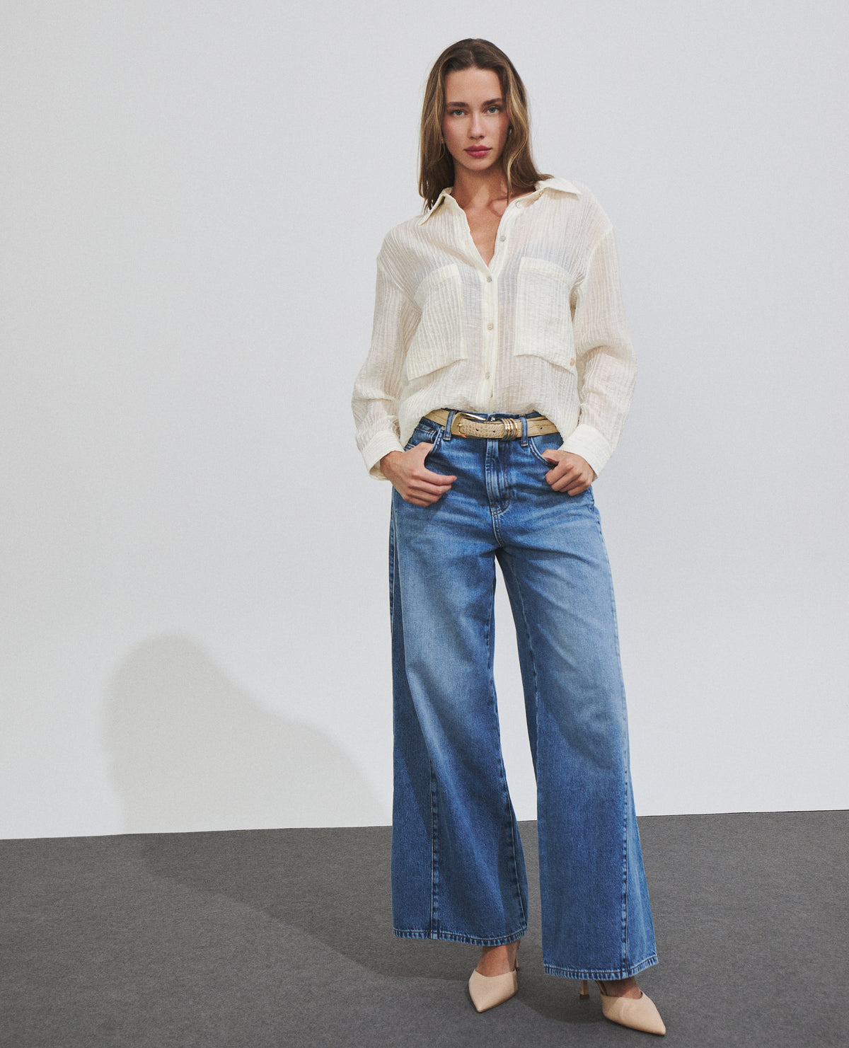 Camisa de mujer con tejido con textura