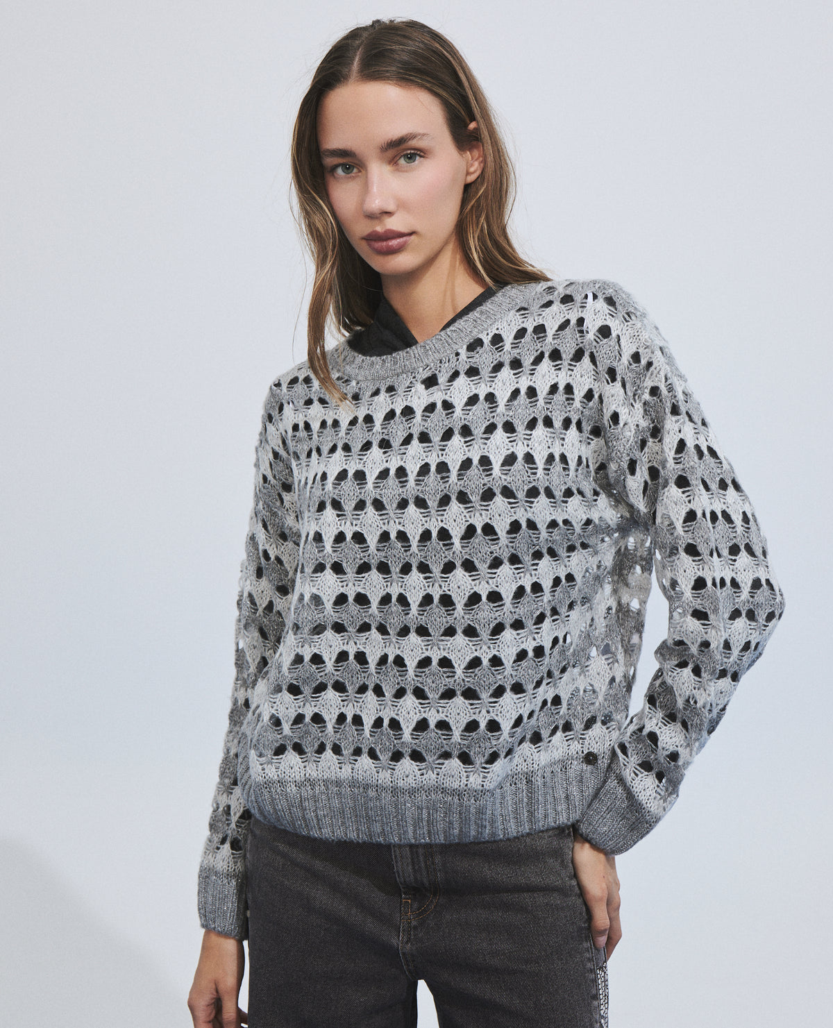 Jersey de mujer calado bicolor