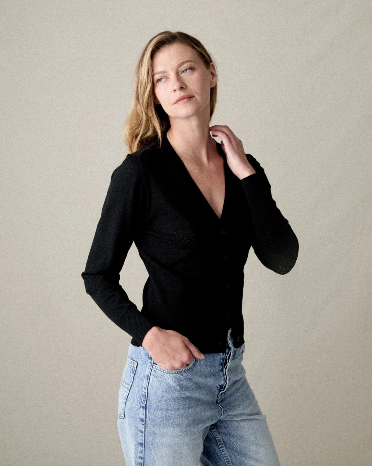 CHAQUETA PUNTO CALADO