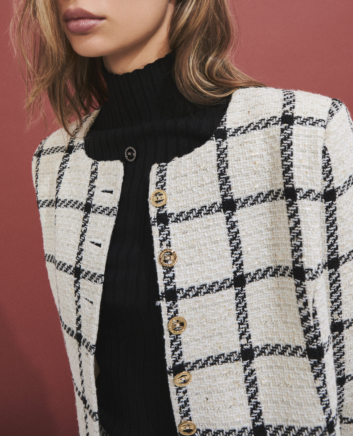 Veste pour femme en tissu à carreaux