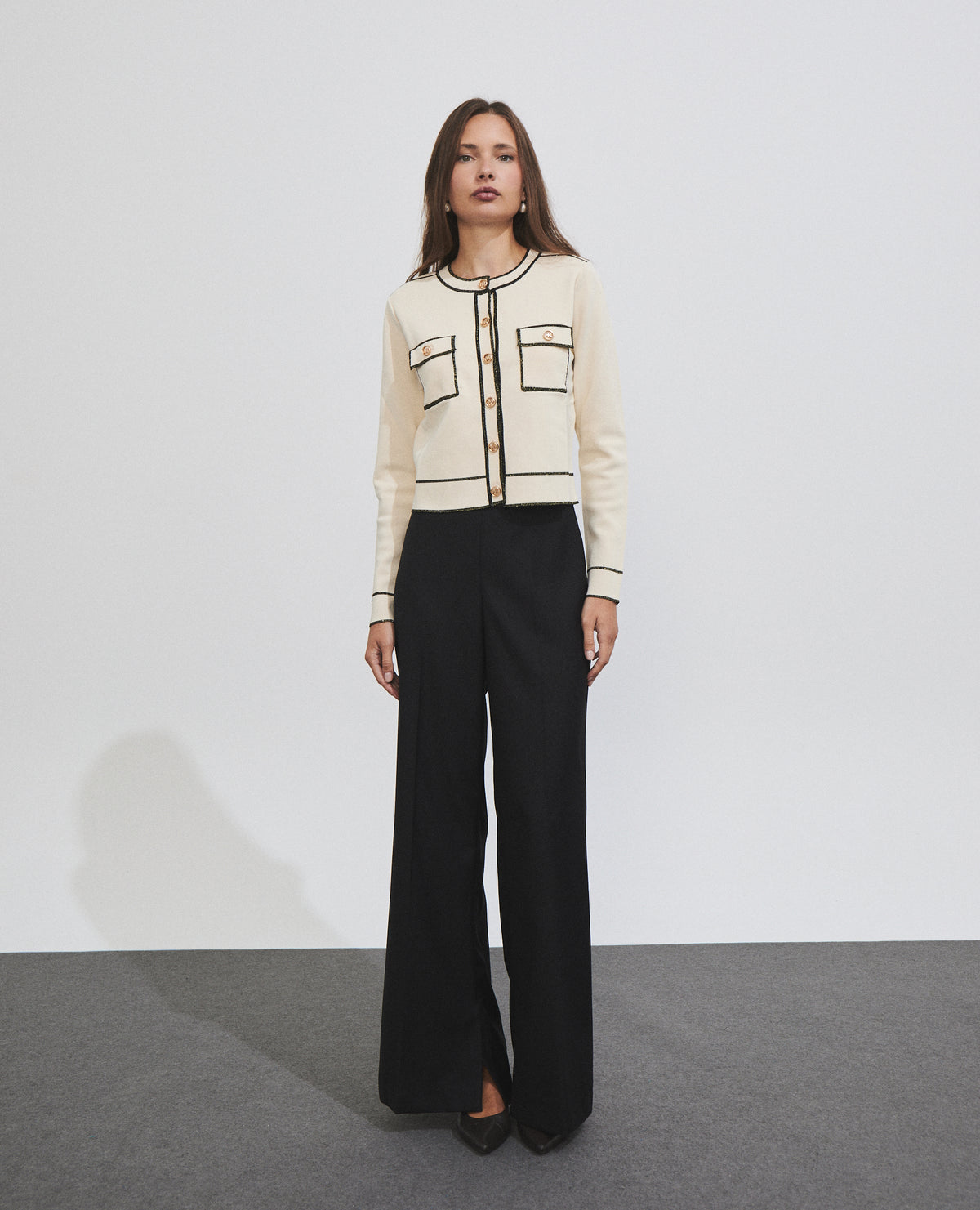 Veste en maille pour femme avec poches plaquées