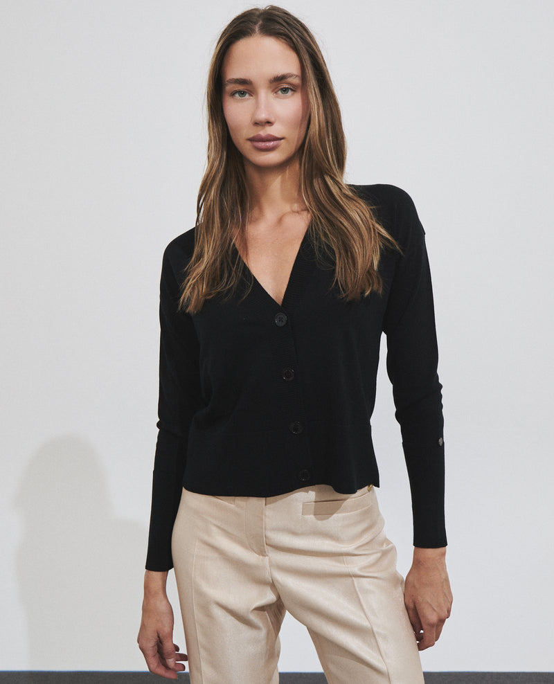 Chaqueta de punto de mujer con escote de pico