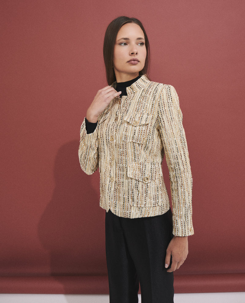 Chaqueta de mujer con tejido tipo tweed