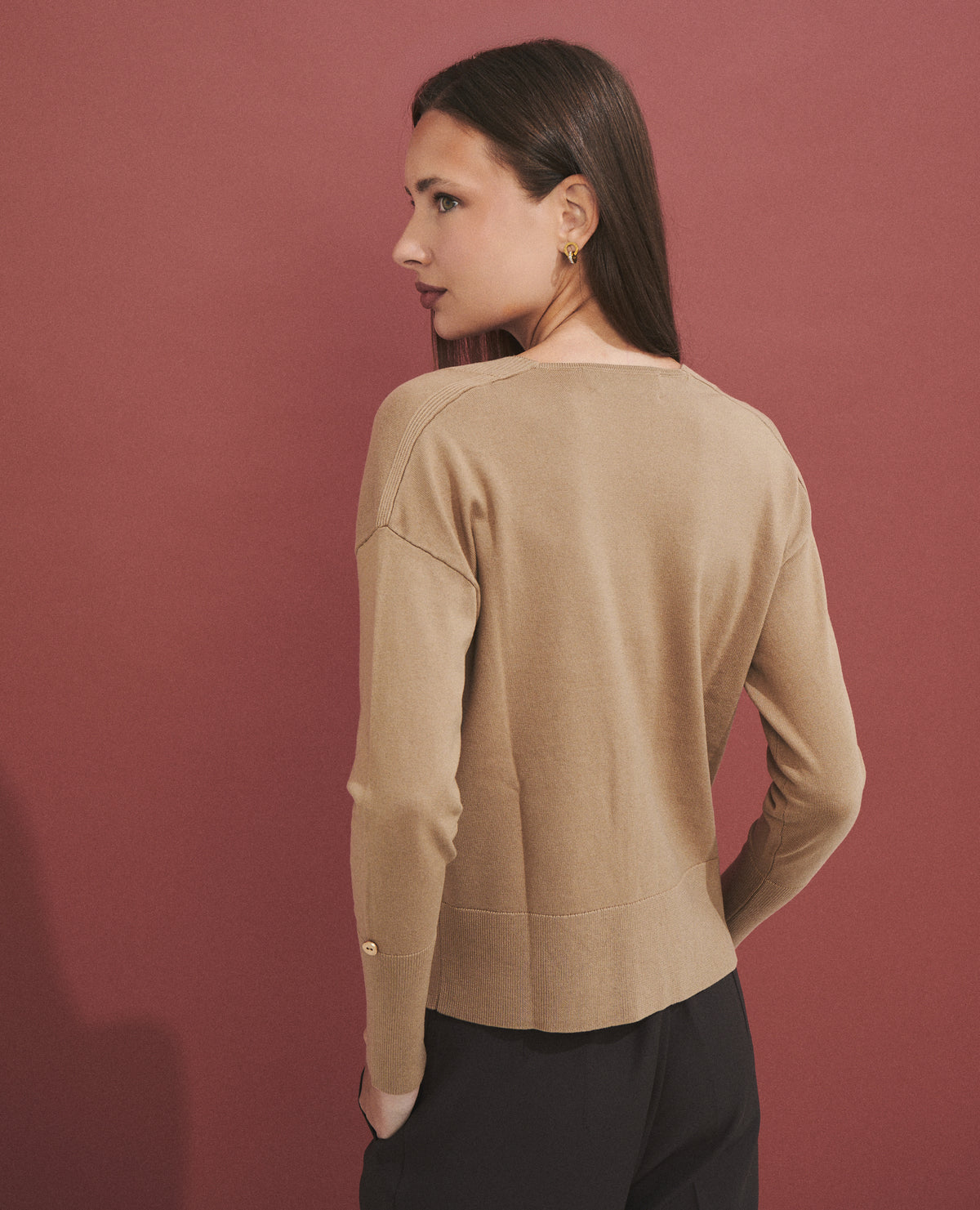 Chaqueta de punto de mujer con escote de pico