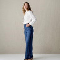 PANTALON DENIM FLUIDO CORTES BAJO