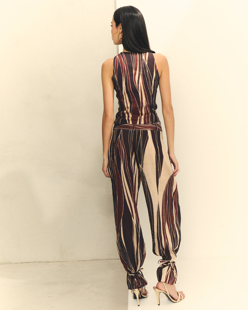 PANTALON DE RAYAS FLUIDO ANCHO CON LAZOS