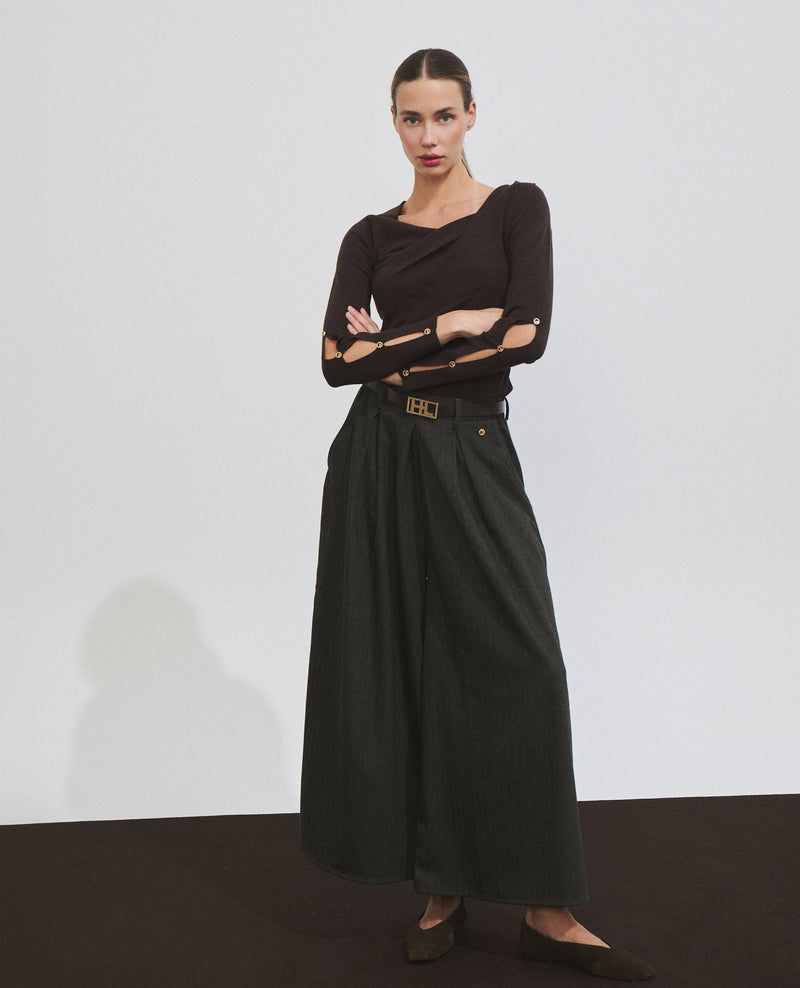 Pantalón de mujer de cintura alta y corte ancho