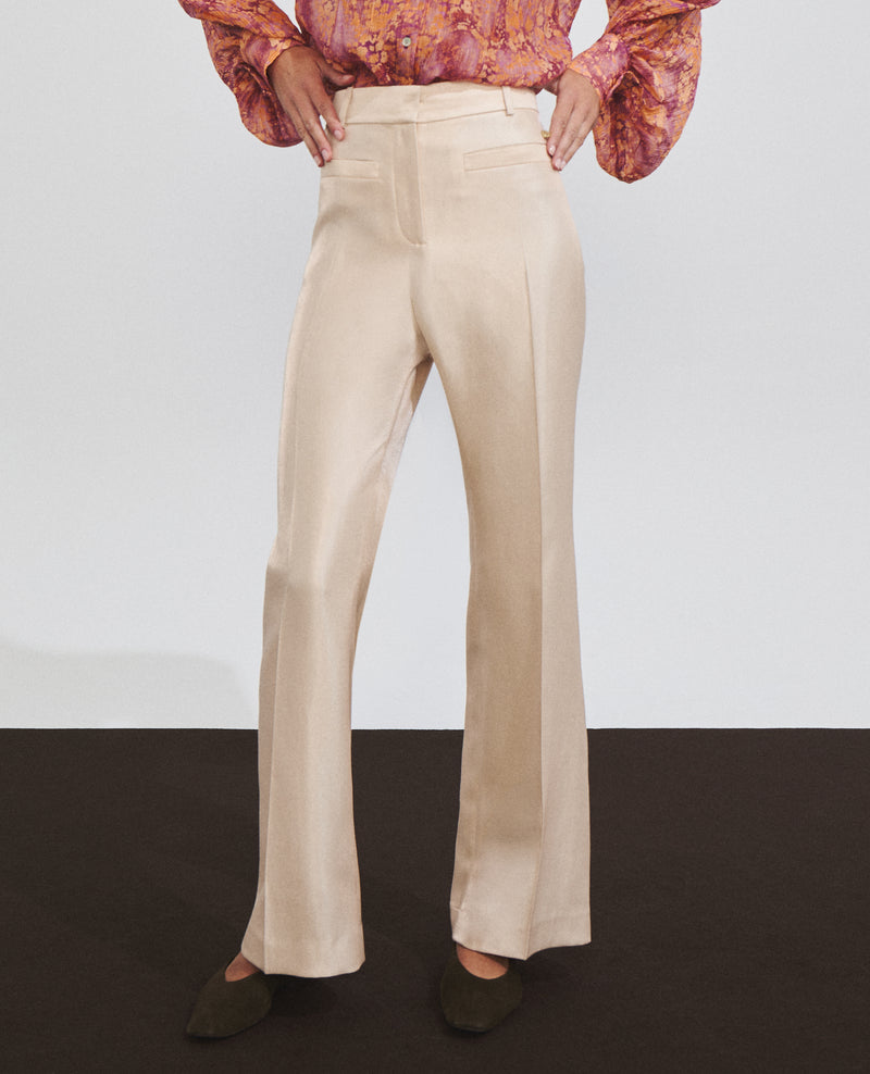 Pantalón de mujer con efecto brillante y corte recto
