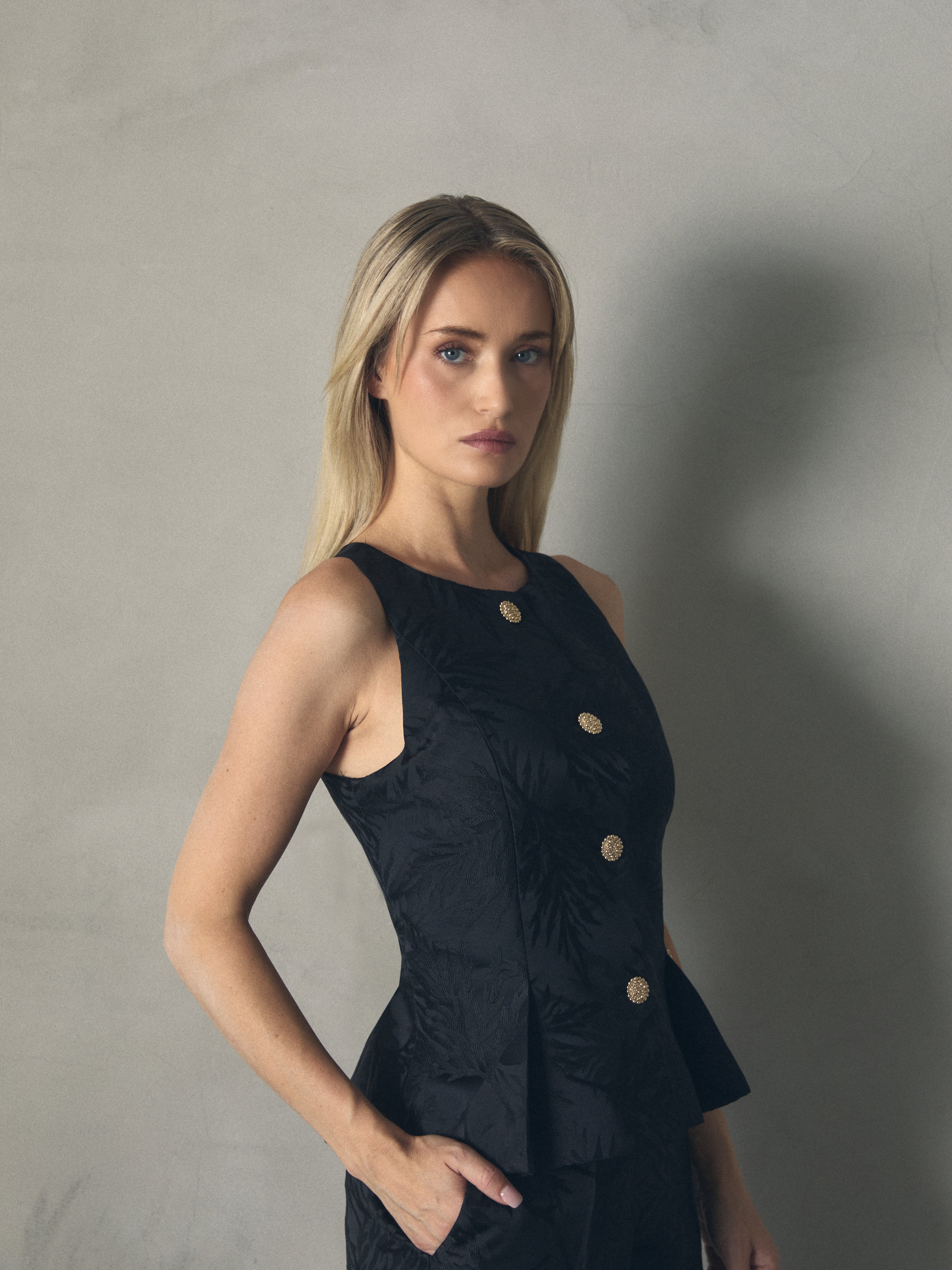 TOP JACQUARD NEGRO