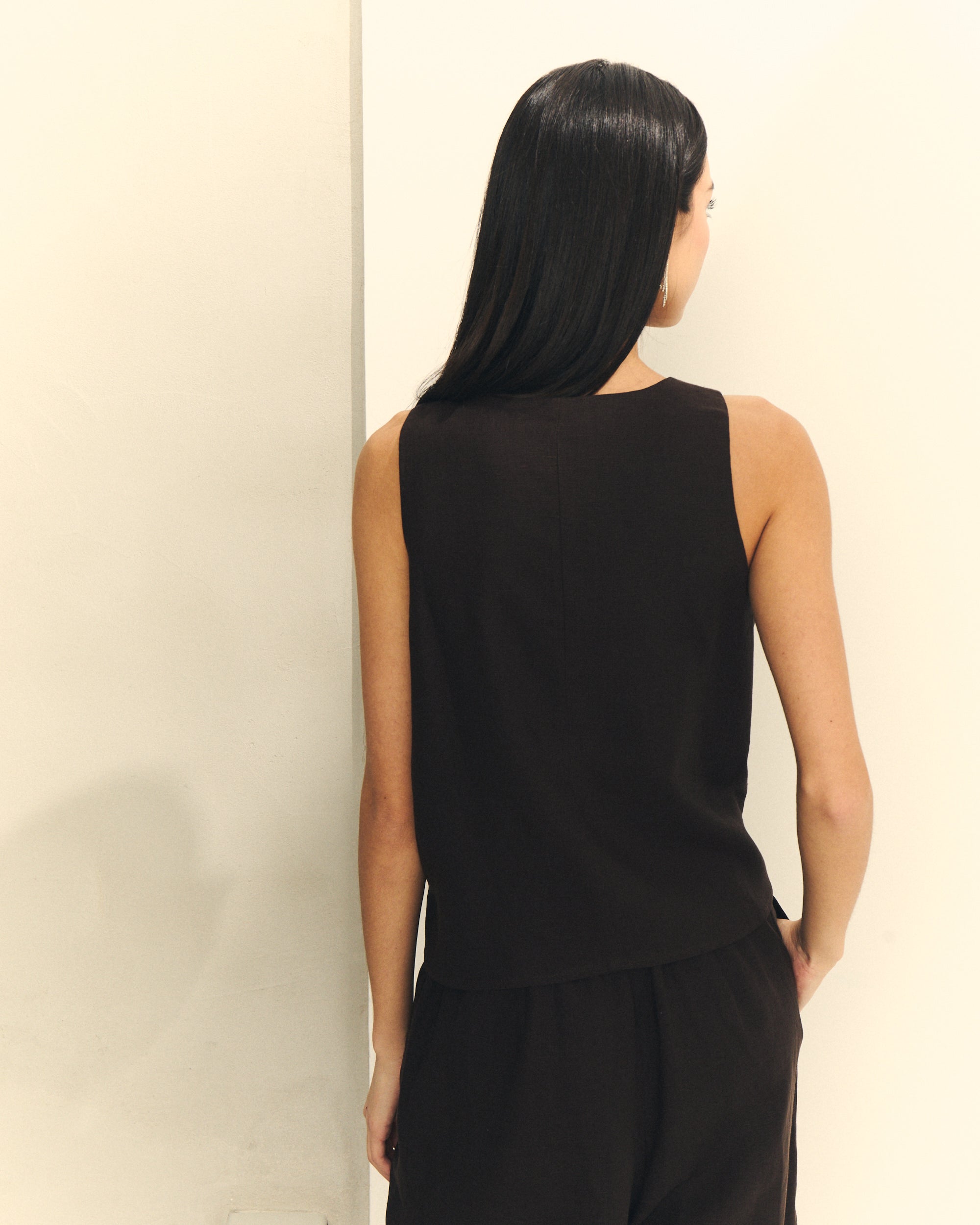 TOP CHALECO LINO