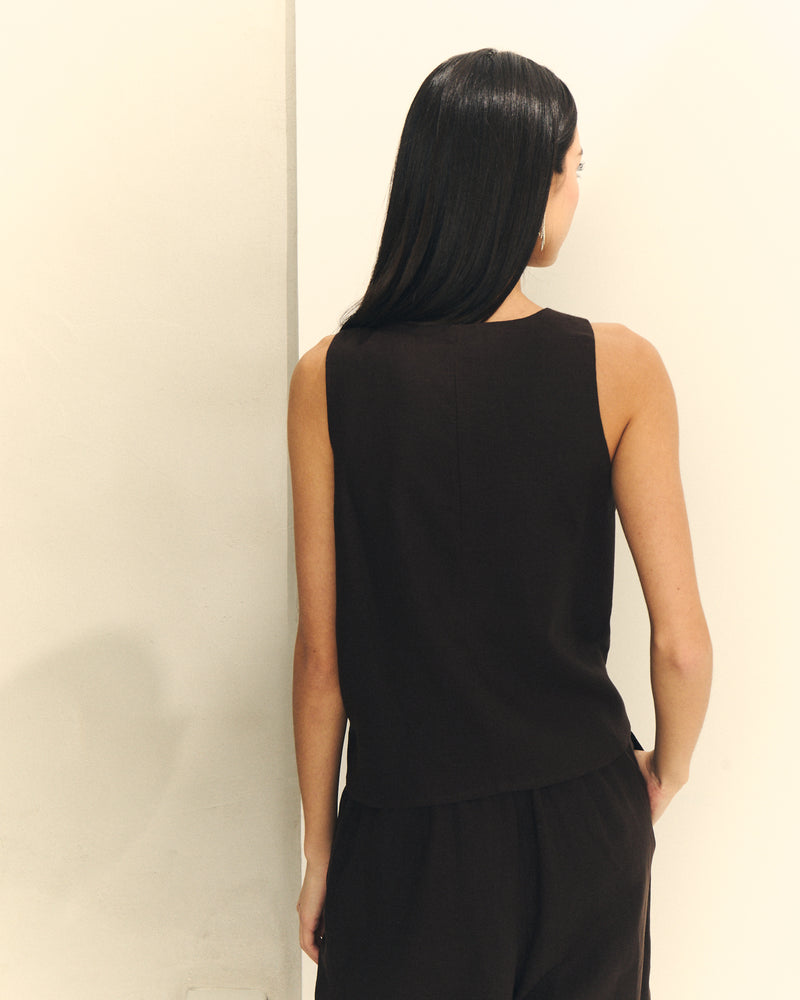 TOP CHALECO LINO