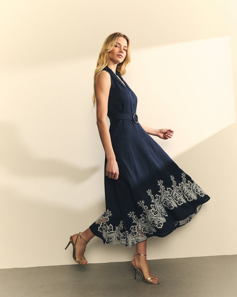VESTIDO SIN MANGA BORDADO