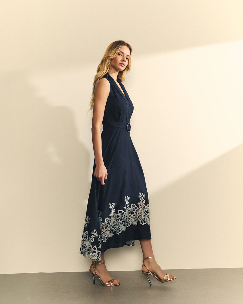 VESTIDO SIN MANGA BORDADO