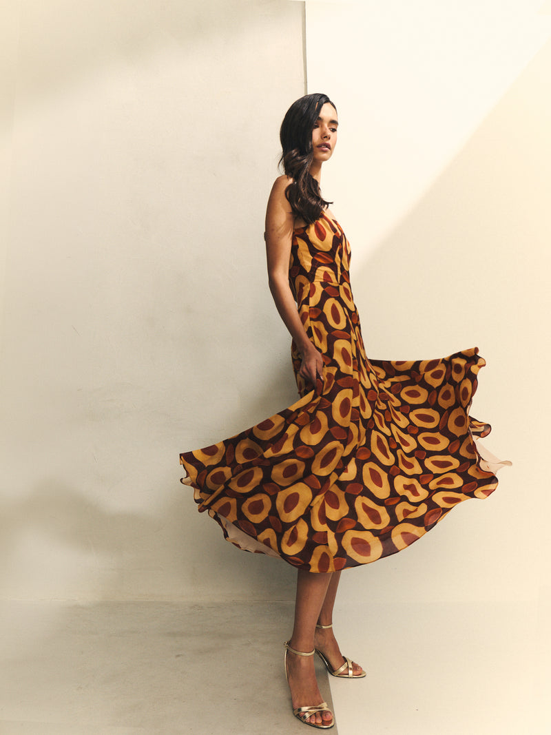 VESTIDO DE ALÇAS ESTAMPADO GEOMÉTRICO