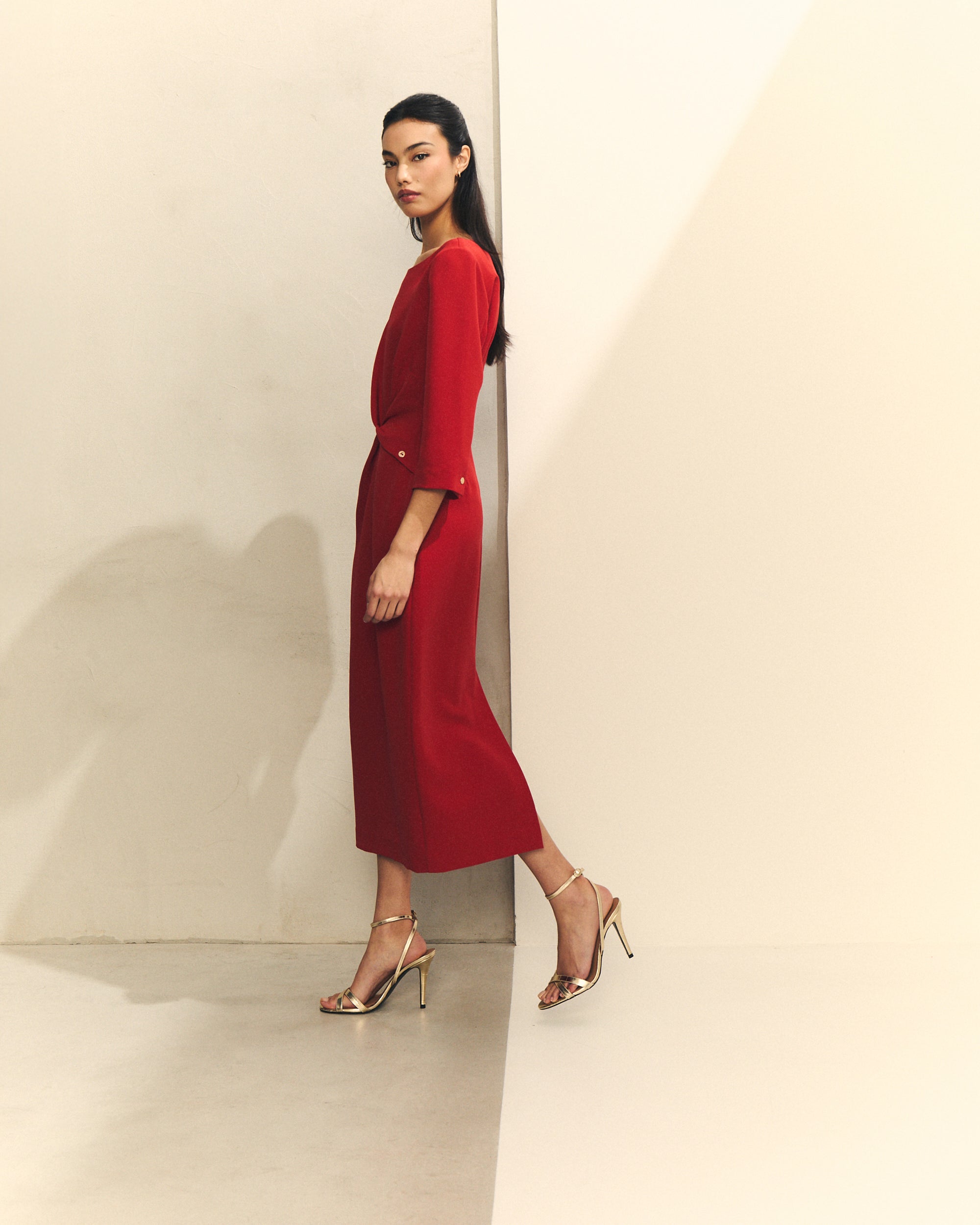 VESTIDO MANGA 3/4 CON LAZO