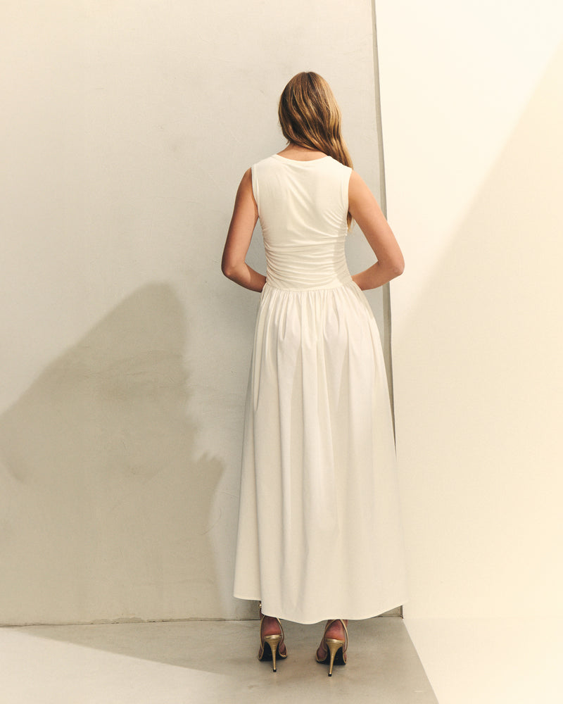 VESTIDO POPELIN COMBINADO CON PUNTO