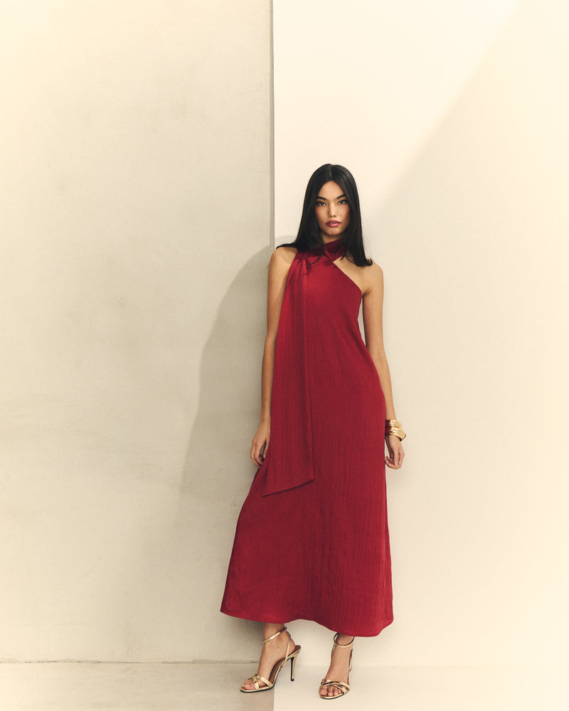 VESTIDO HOMBRO DESCUBIERTO ATADO CUELLO