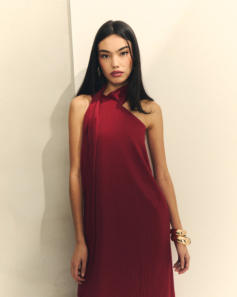 VESTIDO HOMBRO DESCUBIERTO ATADO CUELLO