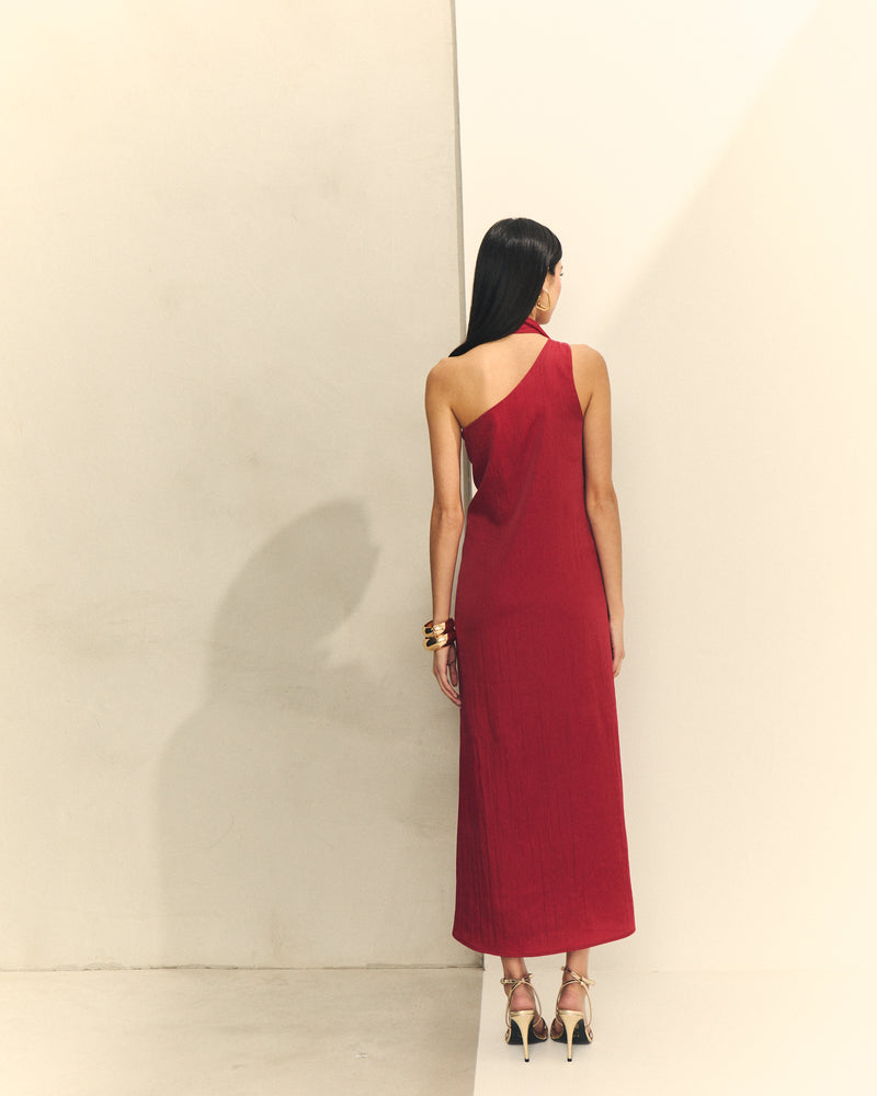 VESTIDO HOMBRO DESCUBIERTO ATADO CUELLO